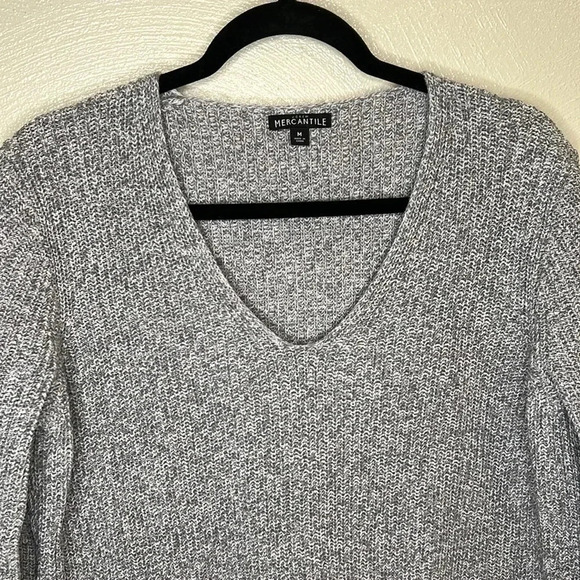 J. Crew Mercantile Heathered Gray V Neck Sweater Size M - Picture 4 of 7
